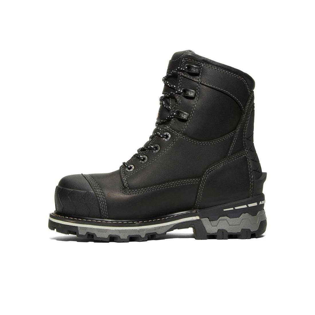 Timberland Pro Women's Boondock 8-Inch Waterproof Composite-Toe Work Boot Fp Ins Csa 200G Black/Grey Angled View