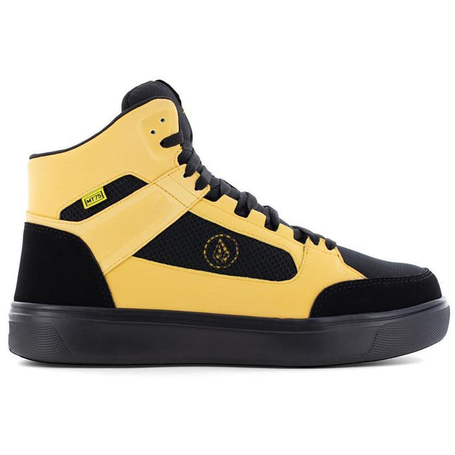 Volcom Evolve Composite-Toe Met Guard High Top Work Boot Black/Yellow Profile View