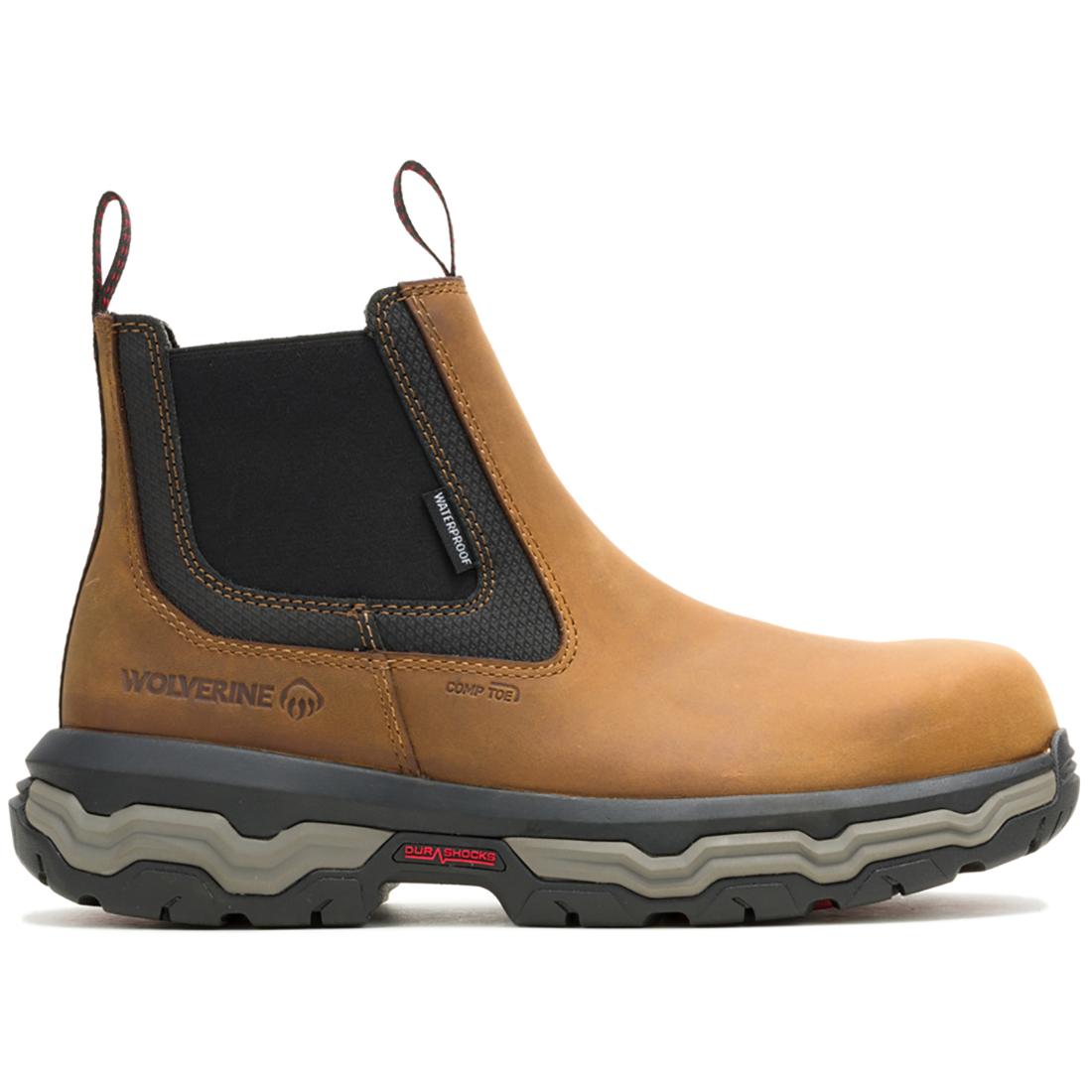 Wolverine Alpha Infinity CarbonMax Chelsea Work Boot Dark Tan Profile View