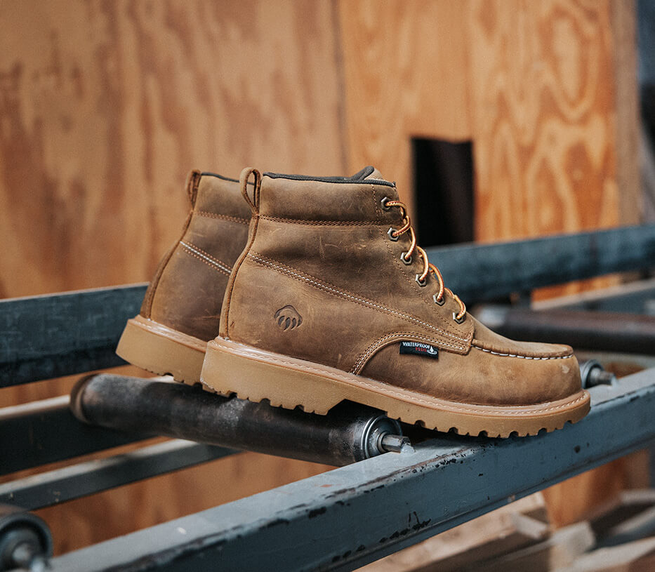 Wolverine Floorhand Moc-Toe 6" Steel-Toe Waterproof Work Boot Tan steel toe,W221049 Upper Image