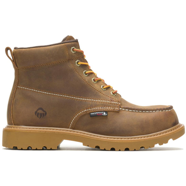 Wolverine Floorhand Moc-Toe 6" Steel-Toe Waterproof Work Boot Tan Profile View