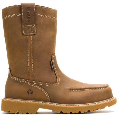 Wolverine Floorhand Moc-Toe Waterproof Steel-Toe Pull-On Work Boot Wheat Profile View