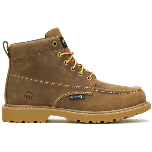 Wolverine Floorhand Moc-Toe 6" Waterproof Work Boot Tan Profile View