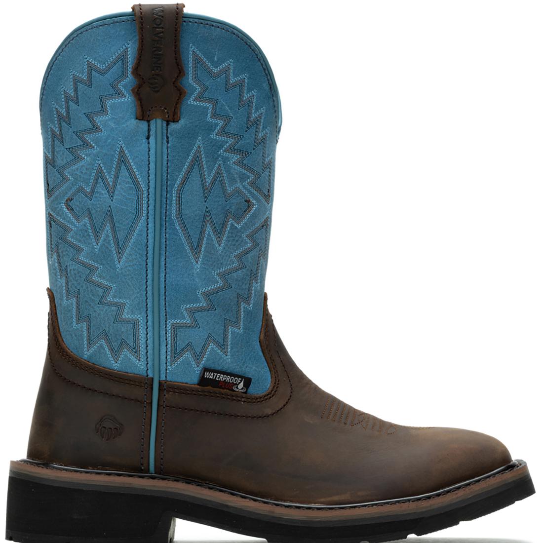 Wolverine Rancher Arrow Women's Steel-Toe Pull-On Wellington Work Boot Blue Profile View