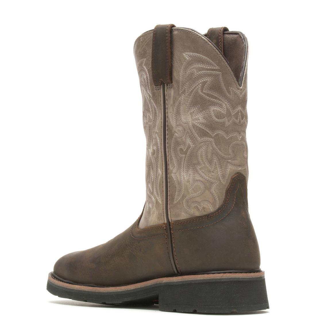 Wolverine Rancher Dark Taupe Steel-Toe Waterproof Pull-On Wellington Work Boot Steel-Toe,W221030 Heel Image