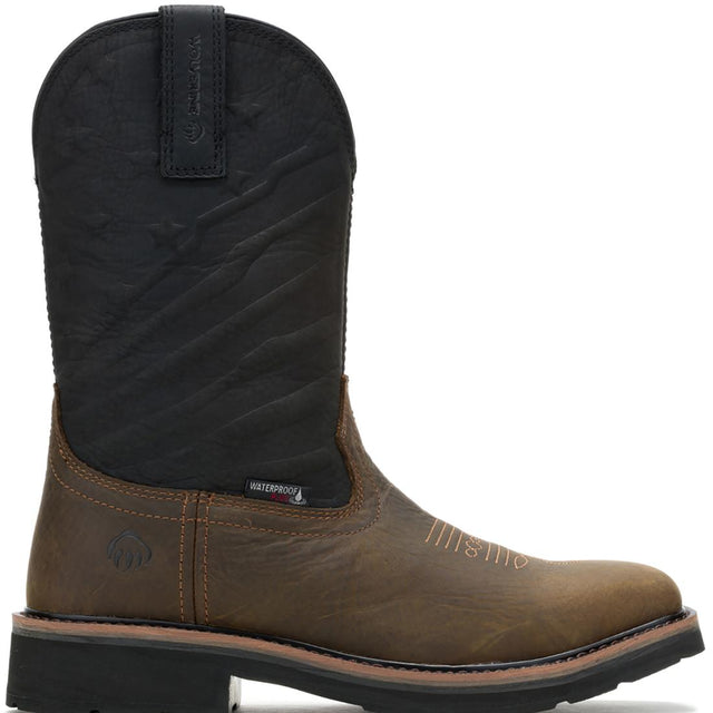Wolverine Rancher Flag LX Steel-Toe Pull-On Wellington Work Boot Black Profile View