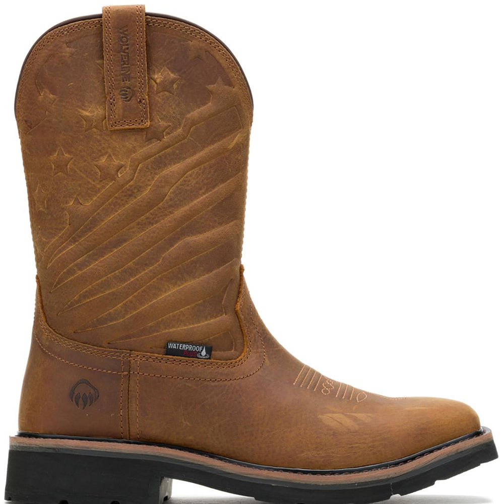 Wolverine Rancher Flag LX Steel-Toe Pull-On Wellington Work Boot Brown Profile View