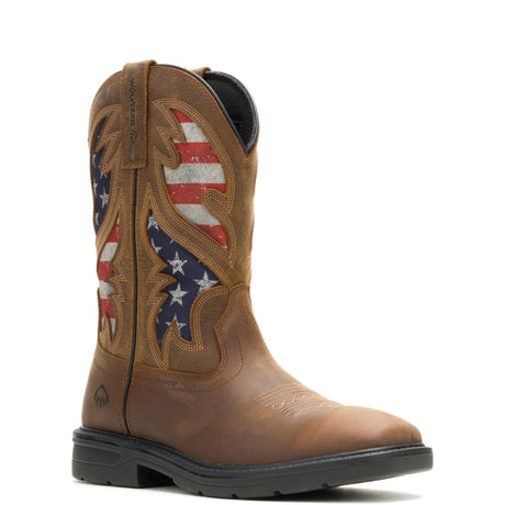 Wolverine Rancher Flag Soft-Toe Pull-On Wellington Work Boot Brown W250070 Medial Image