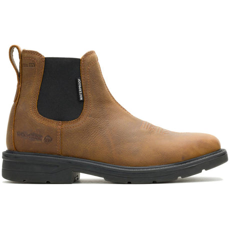 Wolverine Rancher Level Steel-Toe Chelsea Work Boot Sudan Brown Profile View