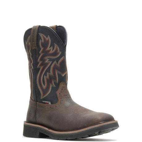 Wolverine Rancher Soft-Toe Waterproof Pull-On Wellington Work Boot Black/Brown W10768 Medial Image