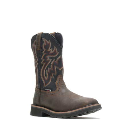 Wolverine Rancher Steel-Toe Waterproof Pull-On Wellington Work Boot Black/Brown steel toe,W10765 Medial Image