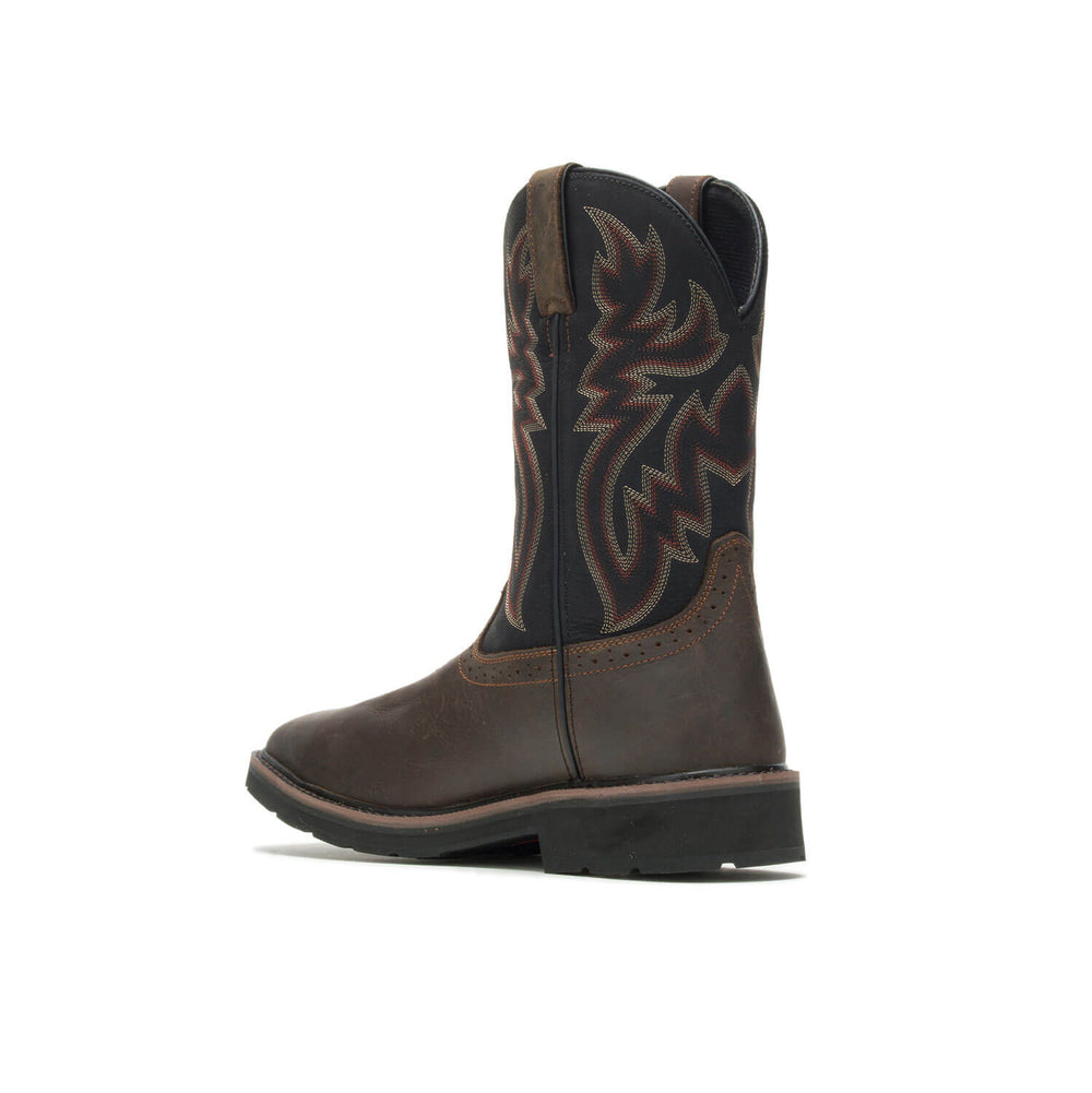 Wolverine Rancher Steel-Toe Waterproof Pull-On Wellington Work Boot Black/Brown steel toe,W10765 Sole Image