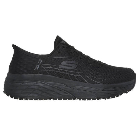 Skechers Work Womens Slip-ins Max Cushioning Elite Slip Resistant Shoe Black Profile View
