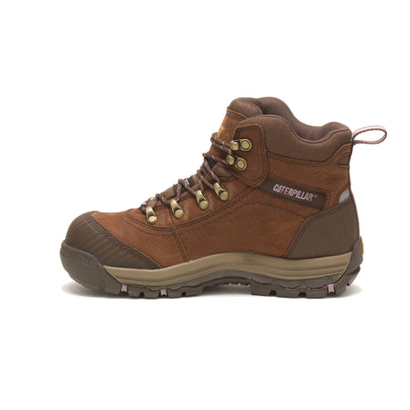 Caterpillar Ally Women’s Composite-Toe Waterproof Work Boot Brown P90760 Side Image