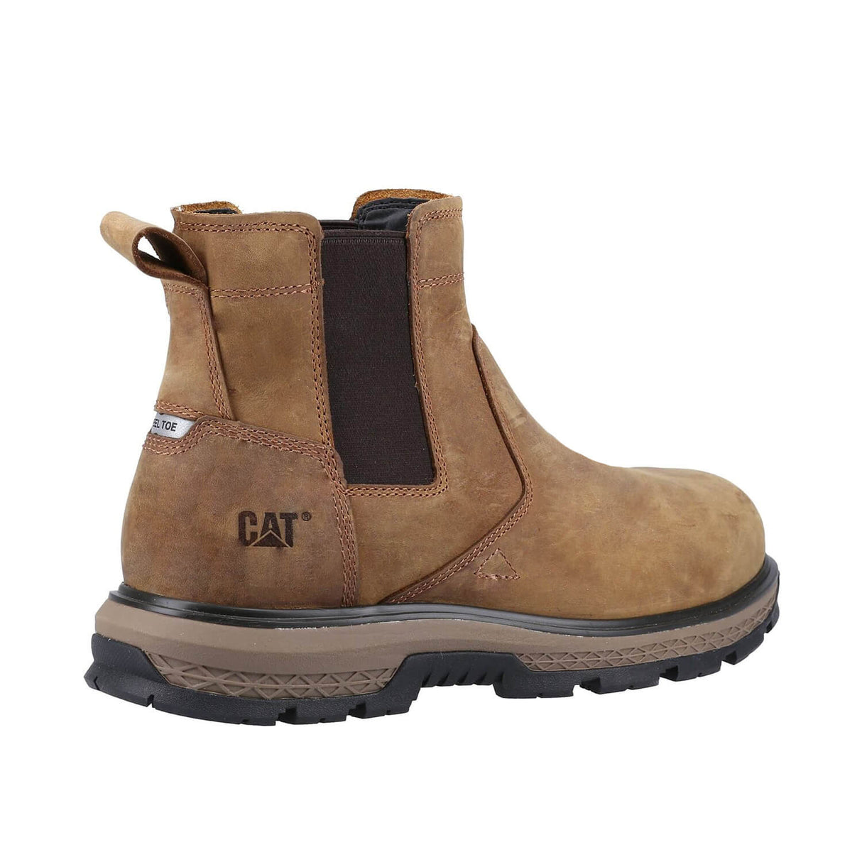 Caterpillar Exposition Alloy-Toe Chelsea Work Boot Brown P91369 Heel Image