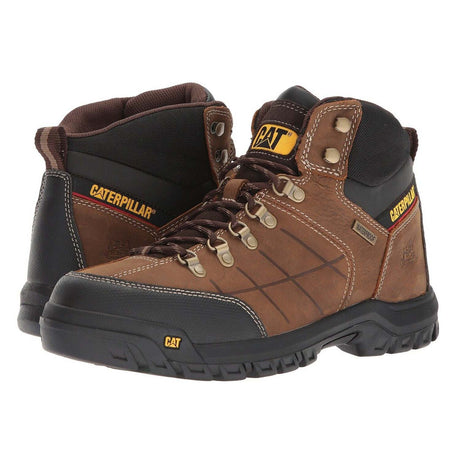 Caterpillar Threshold Steel-Toe Waterproof Work Boot Brown P90935 Medial Image