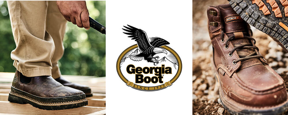 Georgia Boot steel toe boots and shoes collection banner.