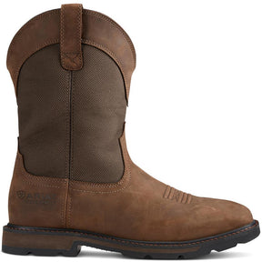 Ariat Groundbreaker Steel-Toe Waterproof Wide Square Toe Work Boot Palm Brown Profile