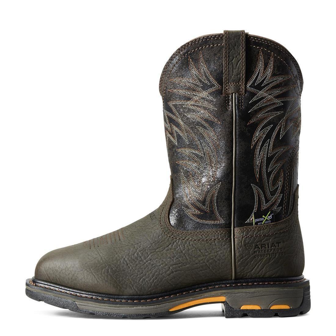 WorkHog Composite-Toe Waterproof MetGuard Wide Square Toe Work Boot Bruin Brown
