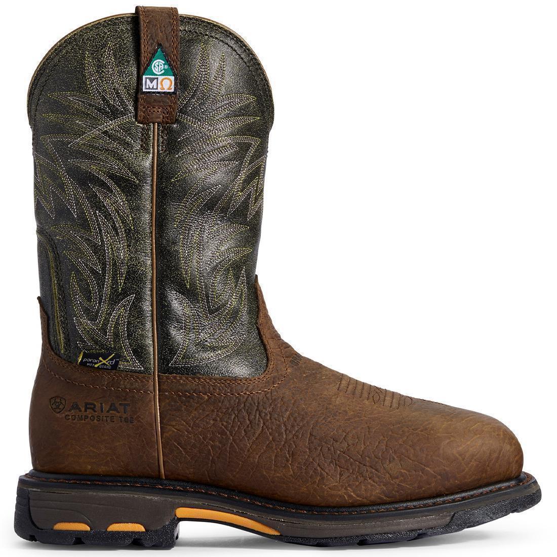 WorkHog Composite-Toe CSA MetGuard Wide Square Toe Work Boot Ridge Brown