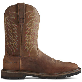 Ariat Groundbreaker Steel-Toe Wide Square Toe Work Boot Brown Side