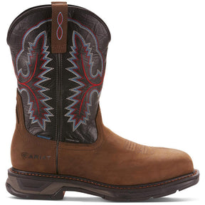 Ariat WorkHog XT Wide Square Toe Waterproof Carbon Toe Work Boot Oily Distressed Brown Side