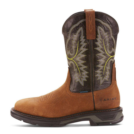 Ariat WorkHog XT Wide Square Toe Waterproof Work Boot Tumbled Bark Heel