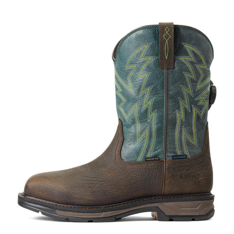 Ariat WorkHog XT BOA Carbon-Toe Waterproof Work Boot Bruin Brown Heel