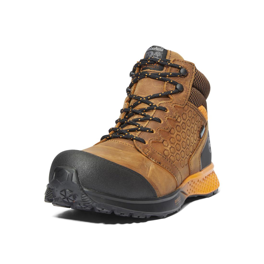 Reaxion Composite-Toe Waterproof Work Boot Brown/Orange