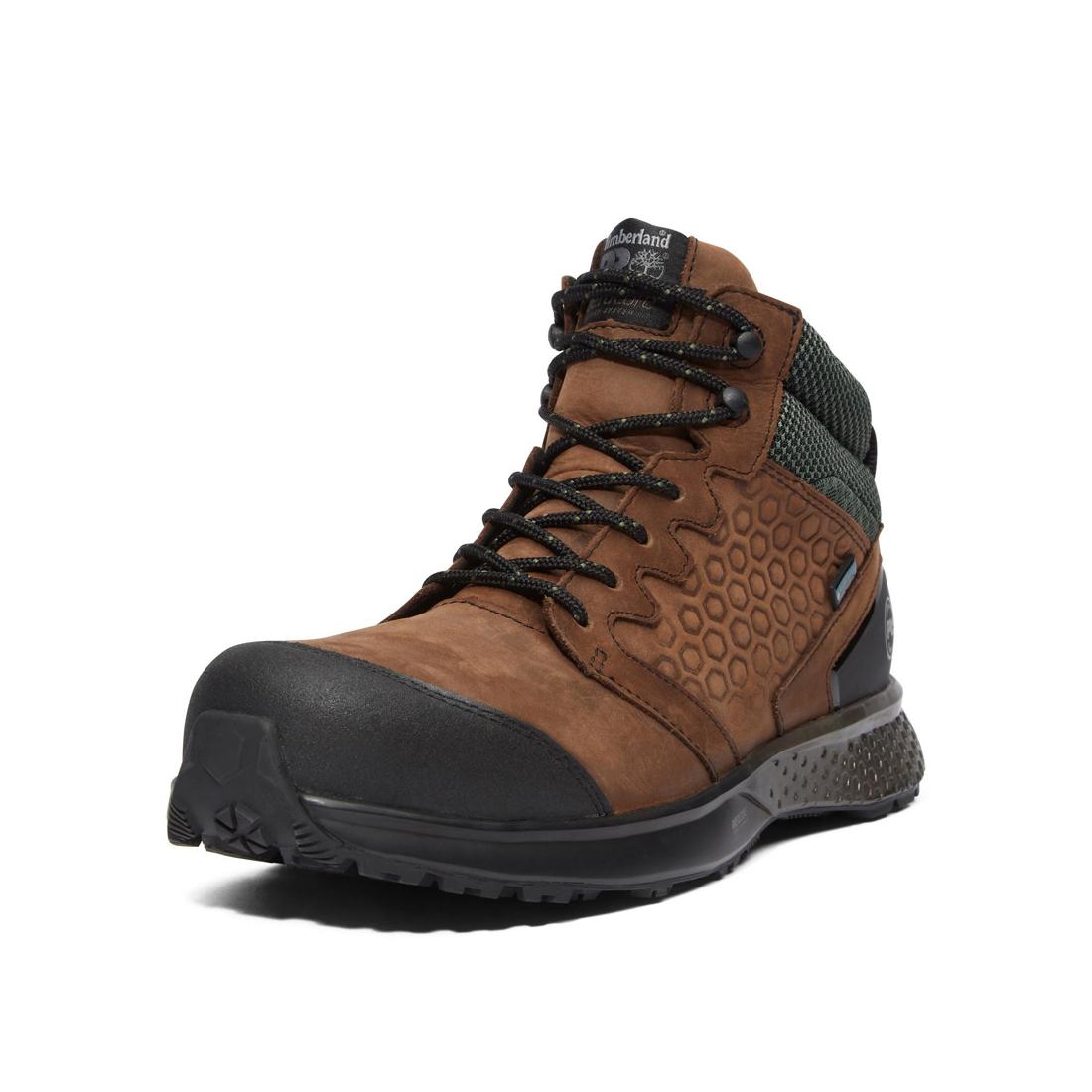 Reaxion Composite-Toe Waterproof Work Boot Brown/Green