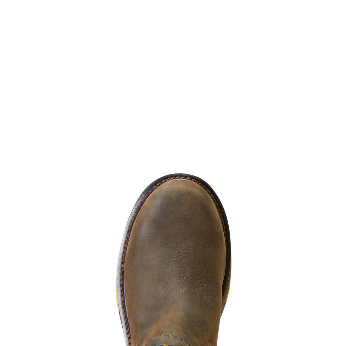 Ariat Big Rig Composite-Toe Waterproof Chelsea Work Boot Iron Coffee Upper