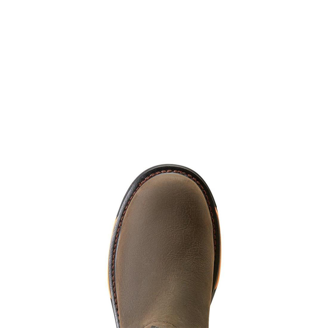 Ariat Big Rig Soft-Toe Waterproof Chelsea Boot Iron Coffee Upper