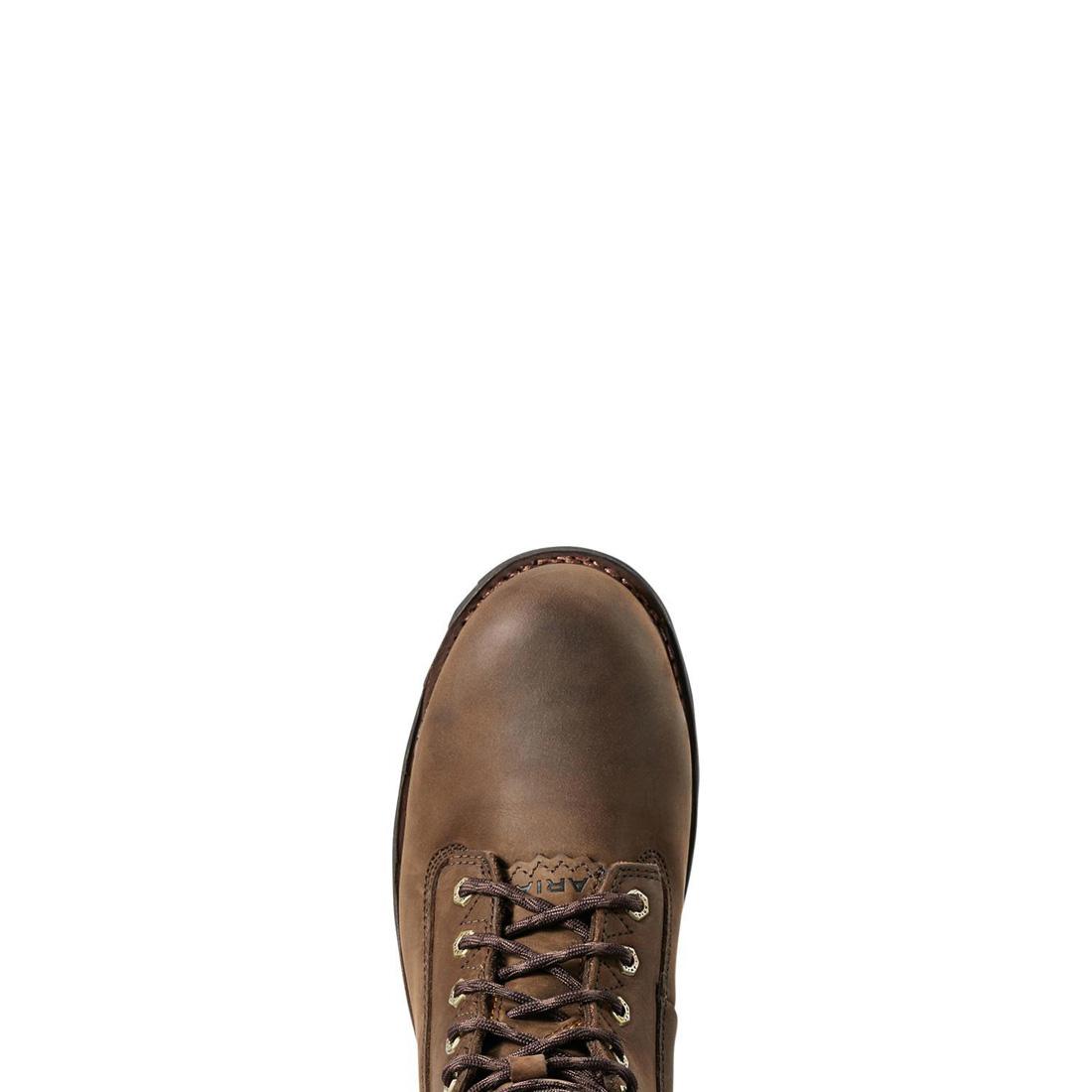 Ariat Powerline 8 inch Composite-Toe Waterproof Work Boot Oily Distressed Brown Upper