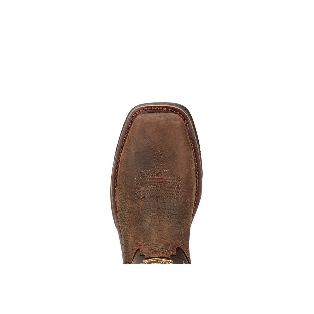 Ariat WorkHog Composite-Toe Waterproof Pull-On Square Toe Work Boot Brown Sole