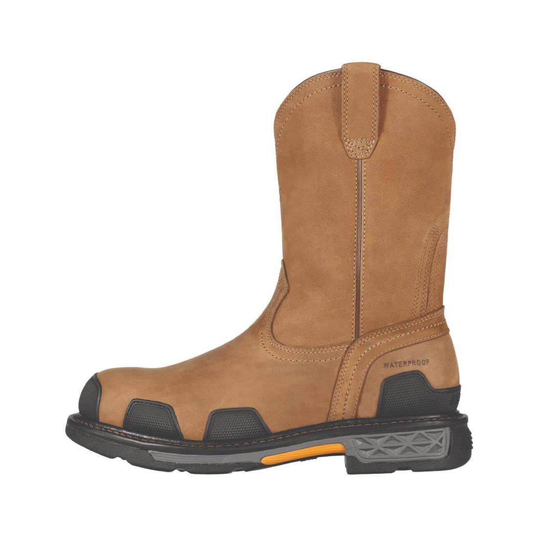 Ariat-OverDrive Pull-On Waterproof Composite Toe Work Boot Dusted Brown-10010901-Steel Toes Side View