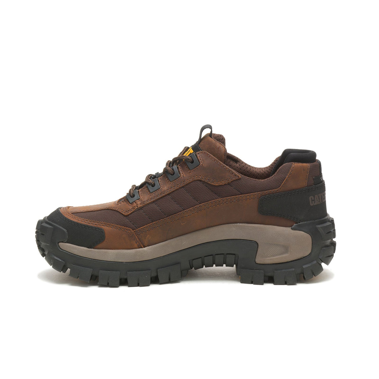 Caterpillar Invader Steel-Toe Work Shoe Dark Brown P91338 Heel Image