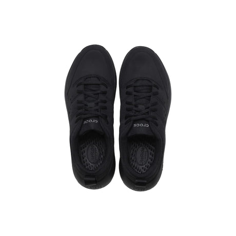 Crocs Men's On the Clock Slip Resistant Sneaker Black upper view