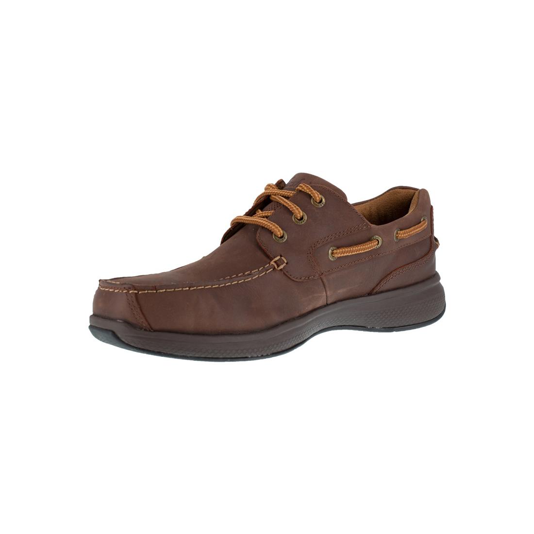 Florsheim Bayside Steel-Toe Boat Work Shoe Brown FS2326 Angled Image