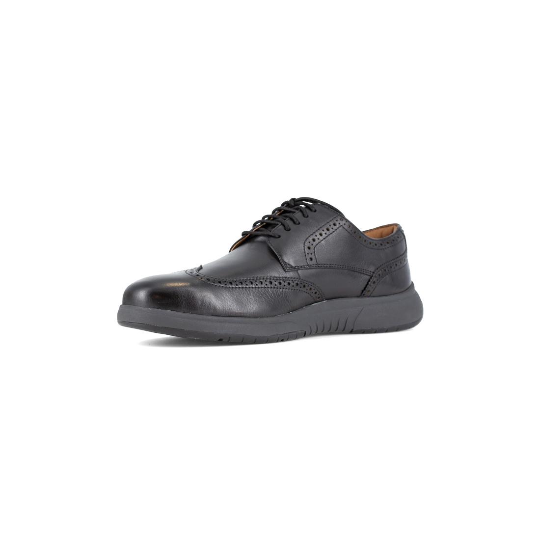 Florsheim Flair Work Steel-Toe Wingtip Oxford Work Shoe Black FS2624 Angled Image