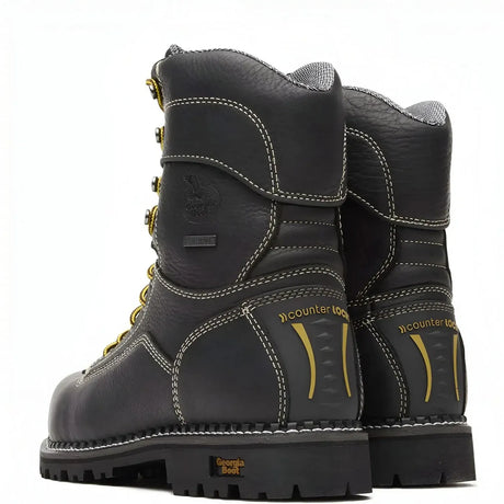 Georgia Boot AMP LT Logger Composite Toe Waterproof Work Boot Black Heel