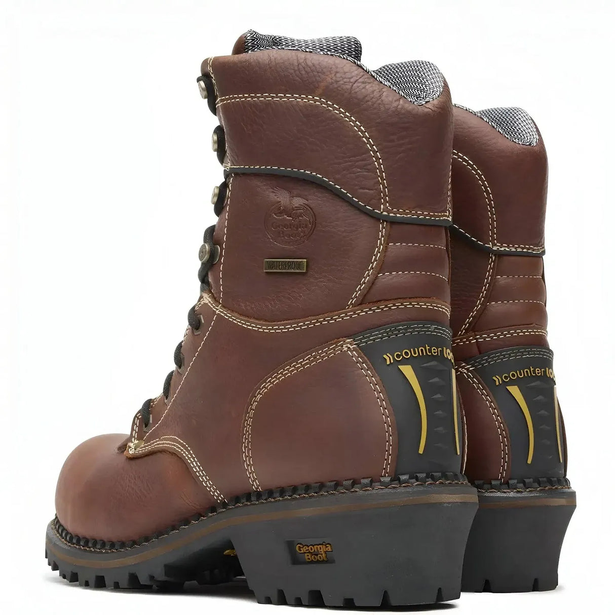 Georgia Boot AMP LT Logger Composite Toe Waterproof Work Boot Brown Heel