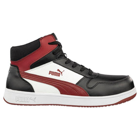 Puma Safety Frontcourt Black White Composite Toe Mid Work Shoes – Red image view 1
