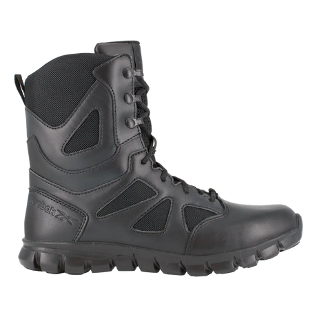 Reebok Work-Sublite Cushion Black 8" Tactical Soft Toe Boot with Side Zipper Black-Steel Toes-1