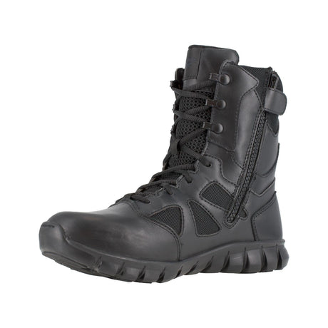 Reebok Work-Sublite Cushion Black 8" Tactical Soft Toe Boot with Side Zipper Black-Steel Toes-2