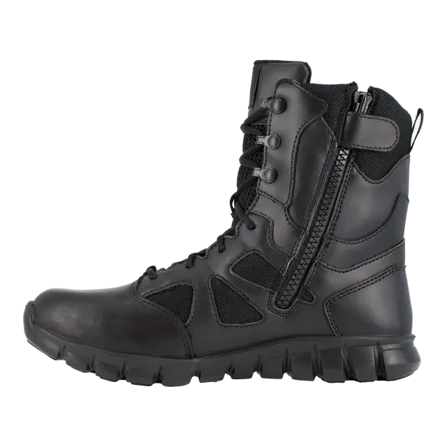 Reebok Work-Sublite Cushion Black 8" Tactical Soft Toe Boot with Side Zipper Black-Steel Toes-3