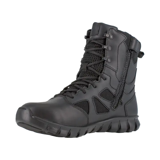 Reebok Work-Sublite Cushion Black 8" Tactical Soft Toe Boot with Side Zipper Black Waterproof-Steel Toes-2