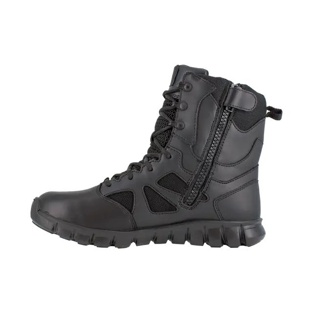 Reebok Work-Sublite Cushion Black 8" Tactical Soft Toe Boot with Side Zipper Black Waterproof-Steel Toes-4