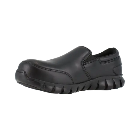 Reebok Work-Sublite Cushion Work Athletic Slip On Composite Toe Black Leather-Steel Toes-3