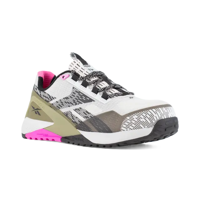 Reebok Work-Women's Nano X1 Adventure Work Athletic Composite Toe Silver, Army Green, and Pink-Steel Toes-4
