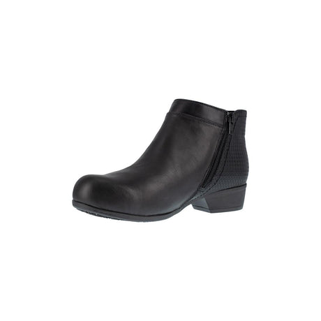 Rockport Works Women's Carly Work Alloy-Toe Work Bootie Black RK751 Angled Medial Image